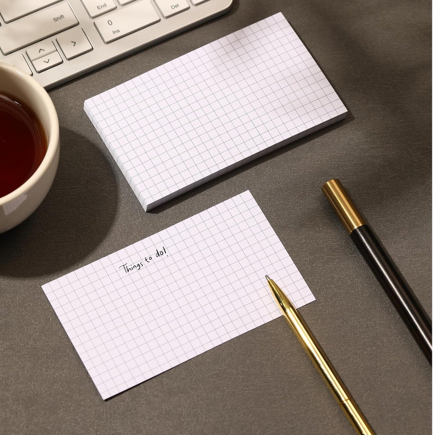 Extra Heavyweight Grid Index Cards 3x5 Inch 92lb Weight Double Sided Graph Ruled Notecards Thick Flash Cards for Note-Taking, Studying, and Organization, Ideal for School, Home and Office - 300 Count