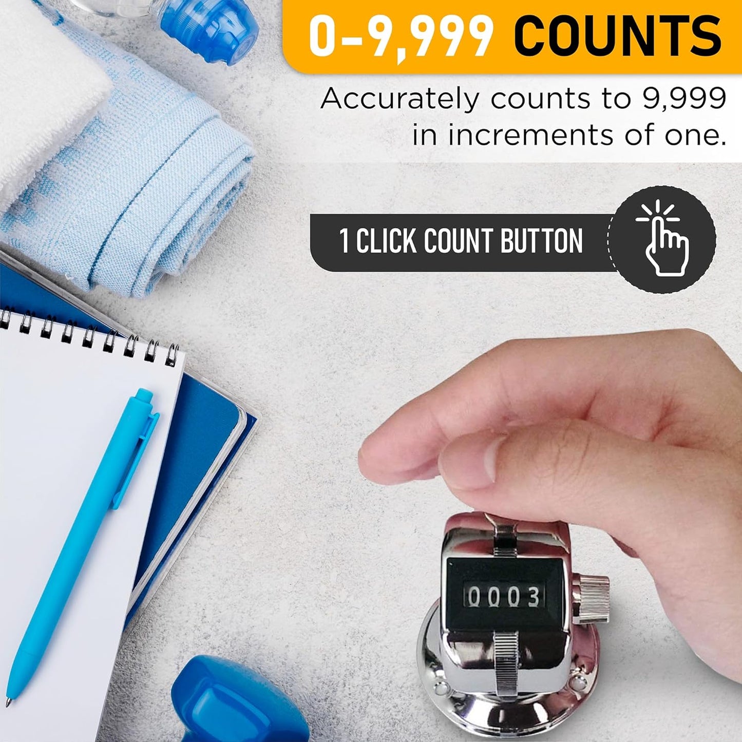 TC-08 Desk Tally Counter with Base, Digital Desktop Counter Clicker Mechanical Number Click Counter (12)