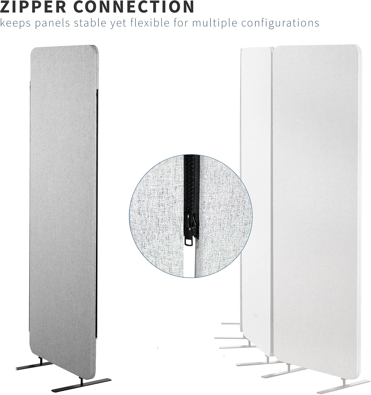 VIVO Freestanding 24 x 66 inch Privacy Panel, Cubicle Divider, Acoustic Wall Partition, Single 24 inch Panel with 2-Sided Zipper Attachment System, Gray, PP-1-T024G