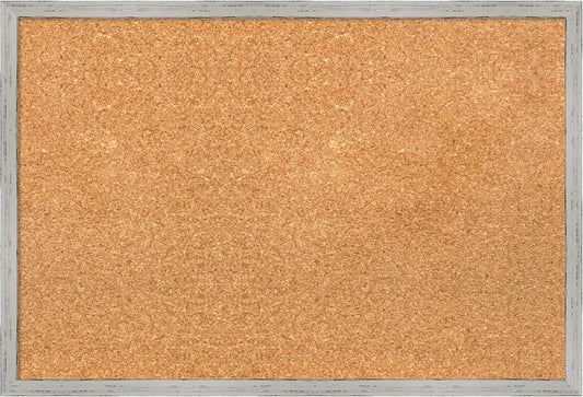 Amanti Art Natural Cork Board for Wall, 17x25 Vision Board with White Frame, Medium Corkboard Office Decor for Home Organization, Cottage Corkboard Pinboard to Display Items for Home Organization in