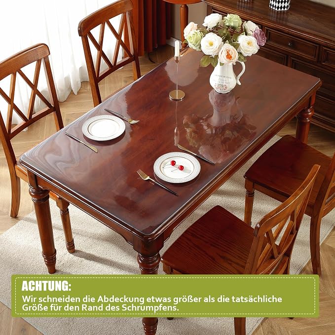 OstepDecor 44 x 108 Inch Clear Table Cover Protector, 2mm Thick Clear Plastic - Image 4