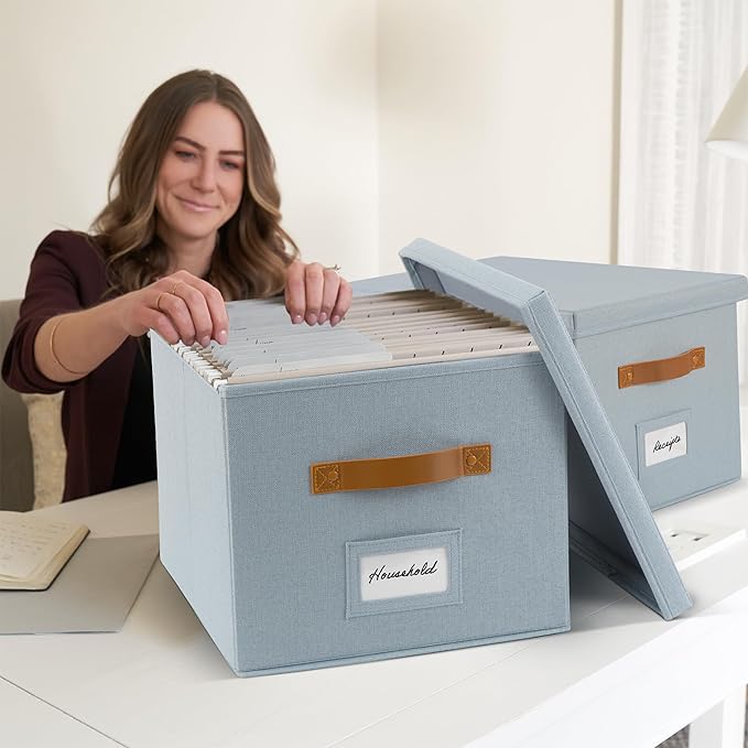 Decorative File Organizer Box Set of 2 - Image 6
