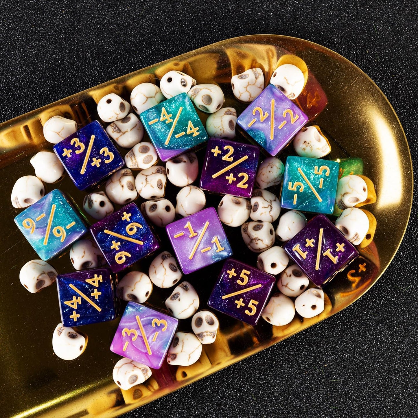 24 Pieces MTG Dice Counters Magic The Gathering Counter Status Tokens Starry Sky D6 Dice Set for MTG Cards Game Night Accessories(Turquoise&Lilac, Navy&Purple)