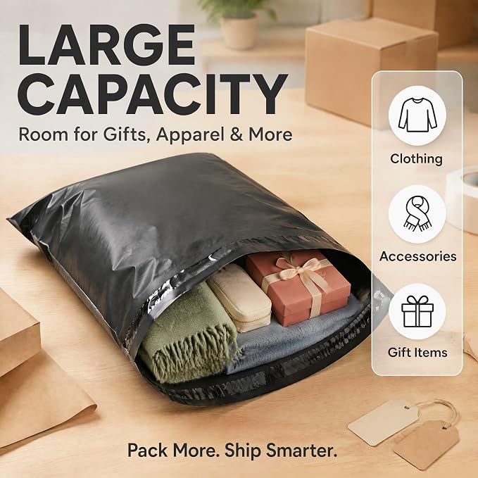 24"x24" Poly Mailers，Black Shipping and Envelope Bags Pack of 50 - Image 5