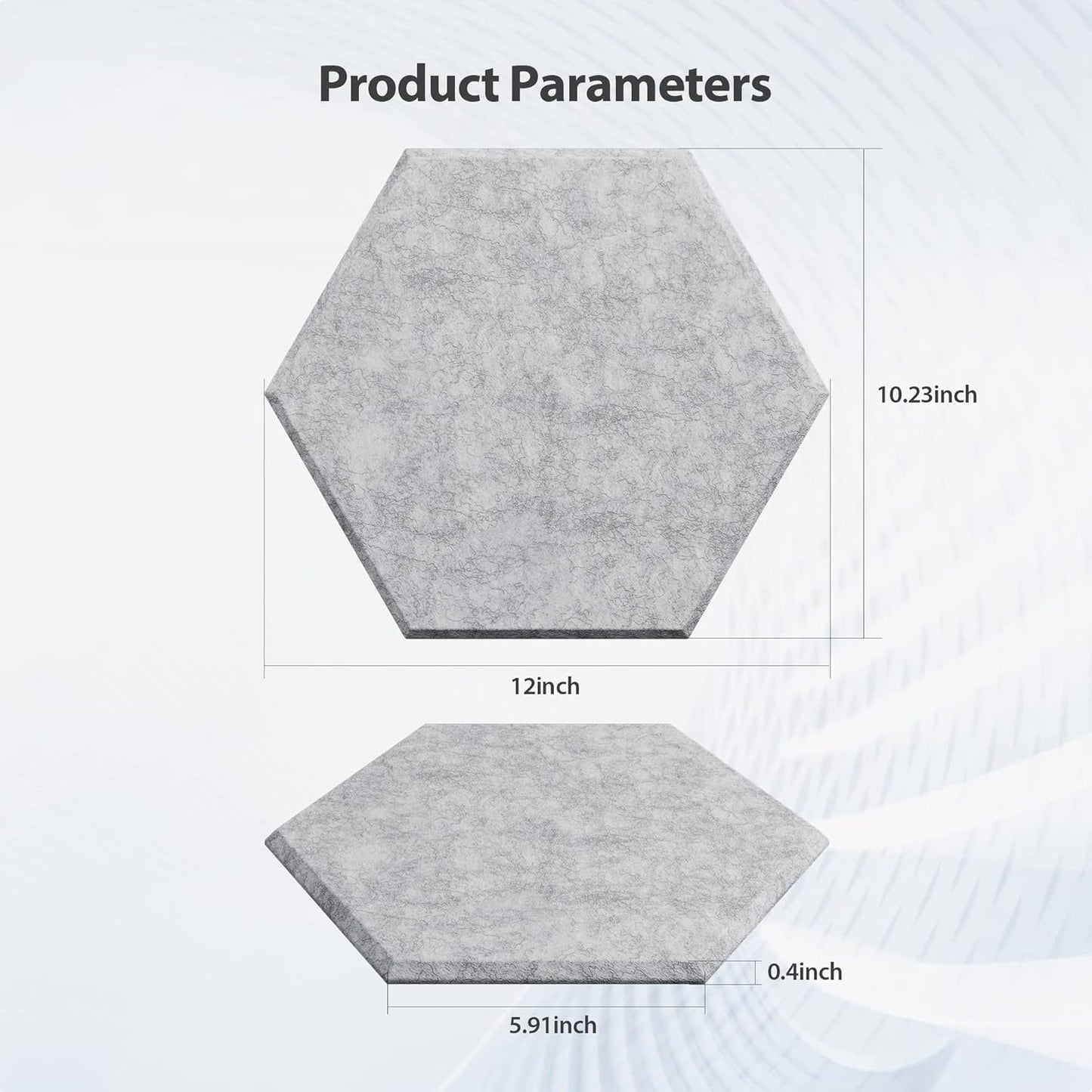 12 Pack Acoustic Panels Self Adhesive Sound Proof Foam,High Density Sound Acoustic Foam Panel,12X10.23X0.4 Inch Hexagon Wall Panels in Home,Office,Reccording Room,Studio(Silver Gray)