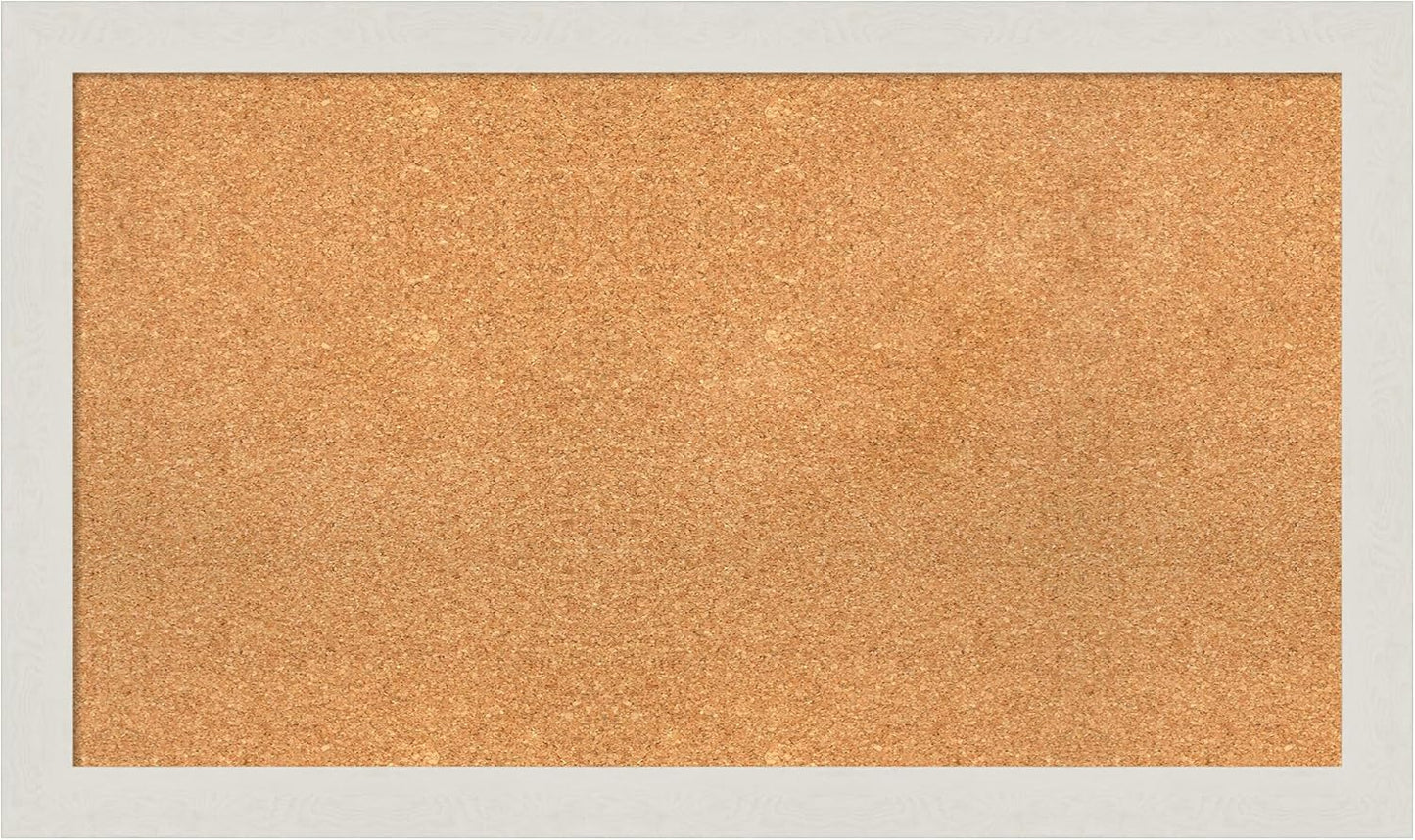 Amanti Art Natural Cork Board for Wall, 23x39 Vision Board with White Frame, Large Corkboard Office Decor for Home Organization, Country Rustic Corkboard Pinboard to Display Items for Home