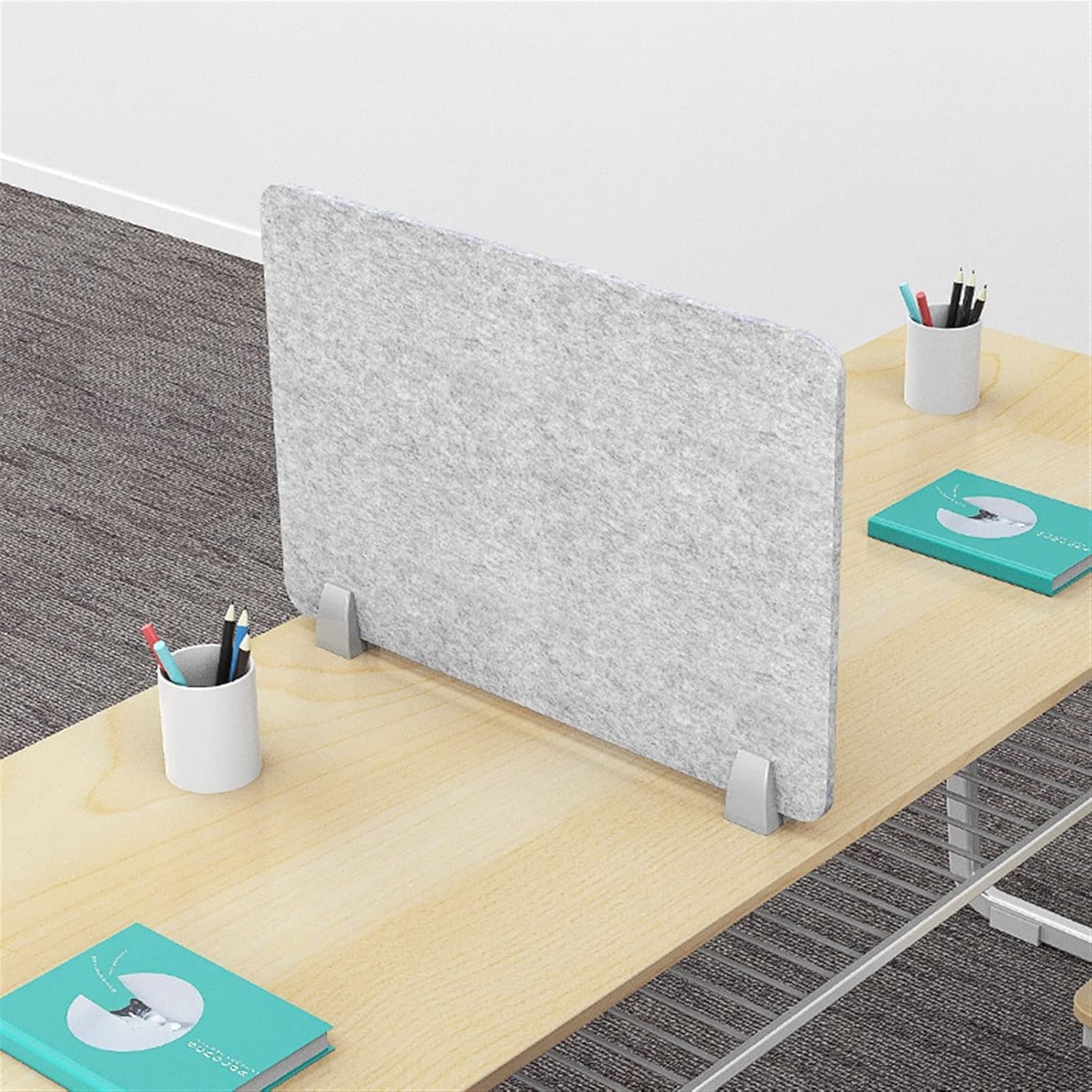 Icegrey Acoustic Desk Divider Privacy Panel Removable Sound Absorbing Desk Partition Board with 2 Clips for Student Call Centers Offices Braries Classrooms Library, Beige Yellow, 15.6x11.7