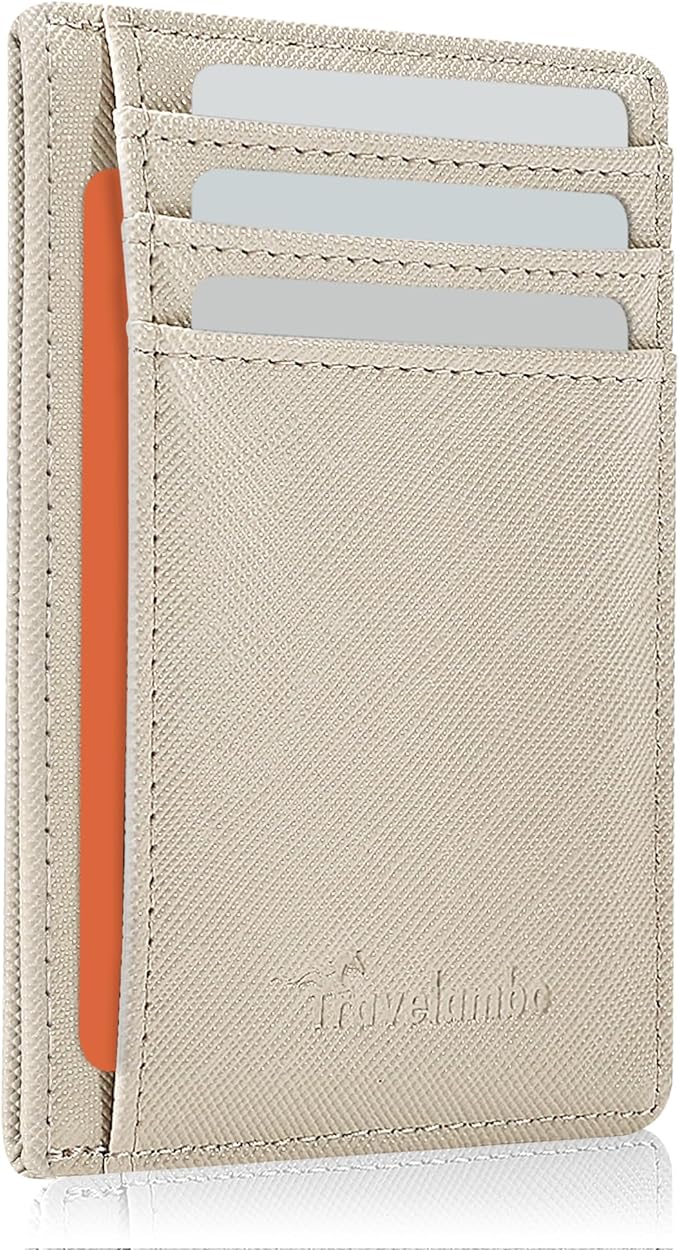 Travelambo Slim Wallet Front Pocket Minimalist Leather RFID Blocking Medium Size by Travelambo