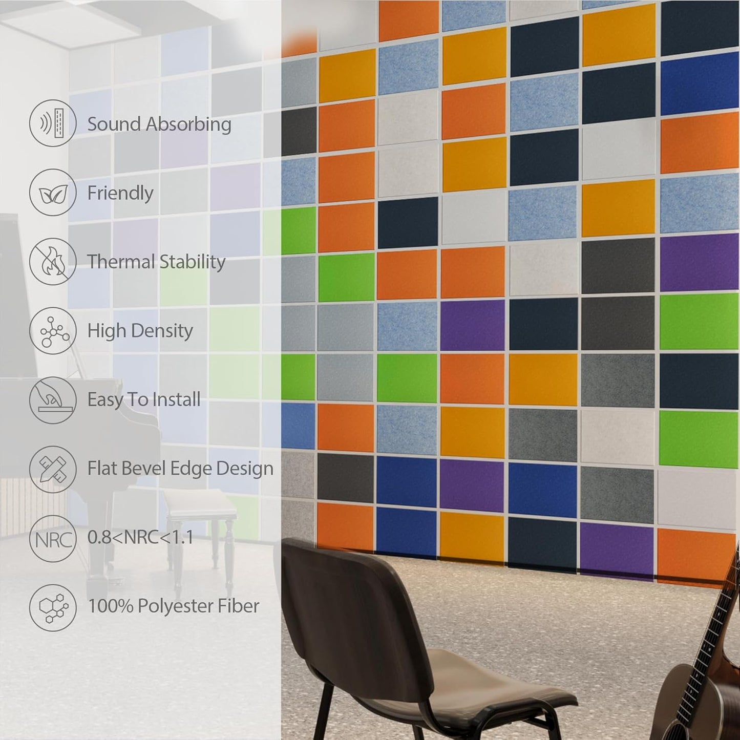 12 Pack Acoustic Panels Self Adhesive Sound Proof Foam, High Density Sound Acoustic Panel, 16X12X0.4 Inch 4:3 Rectangle Panels in Home, Office, Reccording Room, Studio, more(Telecom Blue)