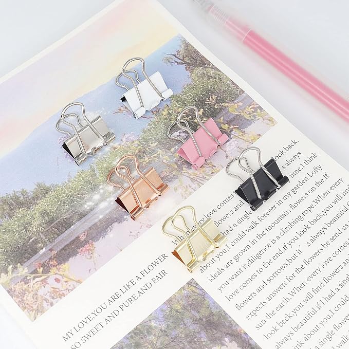 Silver Binder Clips, Mini Paper Clip, Small Paper Clamps 15mm, 100 Pack Micro - Image 5
