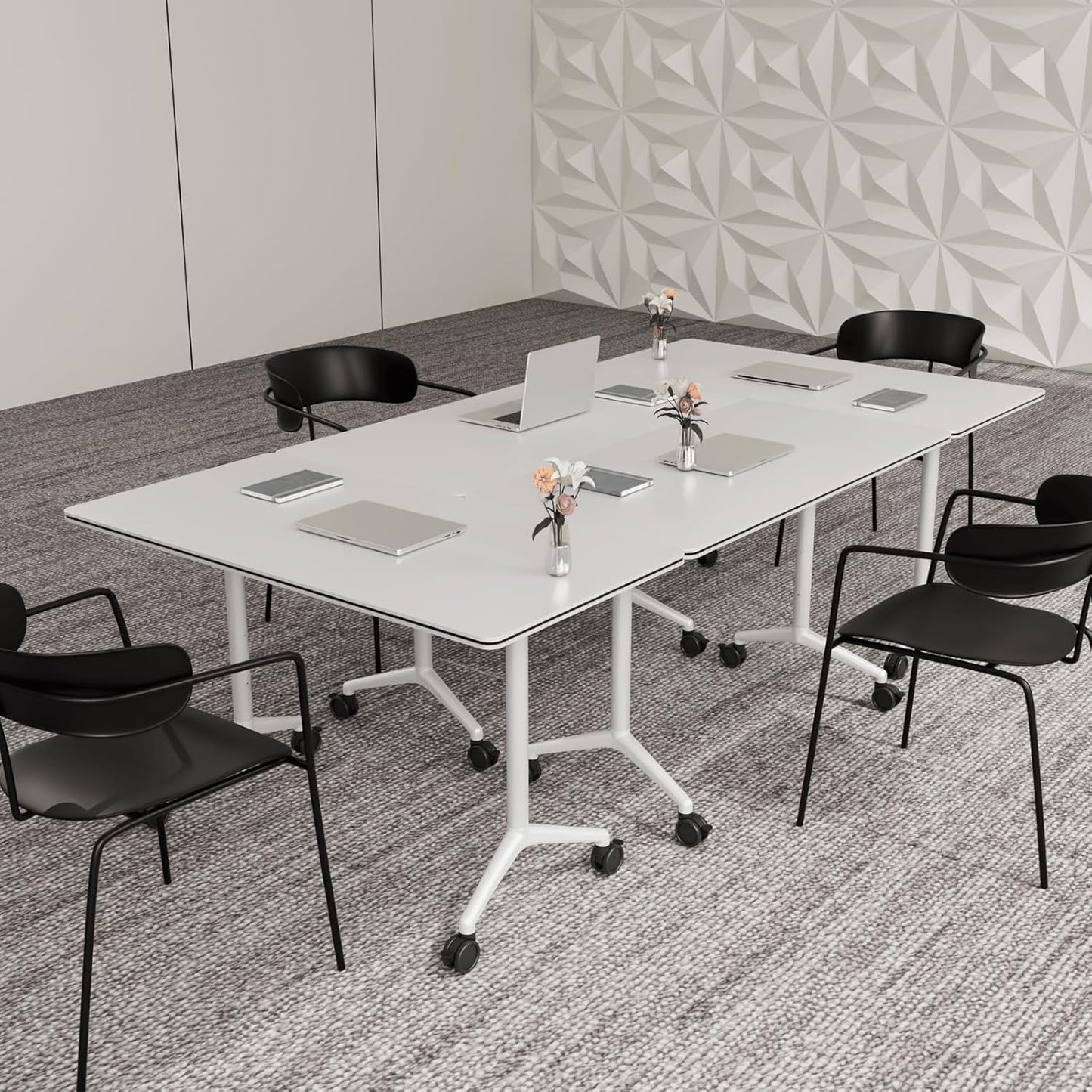 Conference Room Tables,Folding Conference Rolling Meeting Modern Training Table with Flip Top,Mobile Conference Table with Four Locking Wheels,for Meeting Room Office Classroom(2pack 55in)