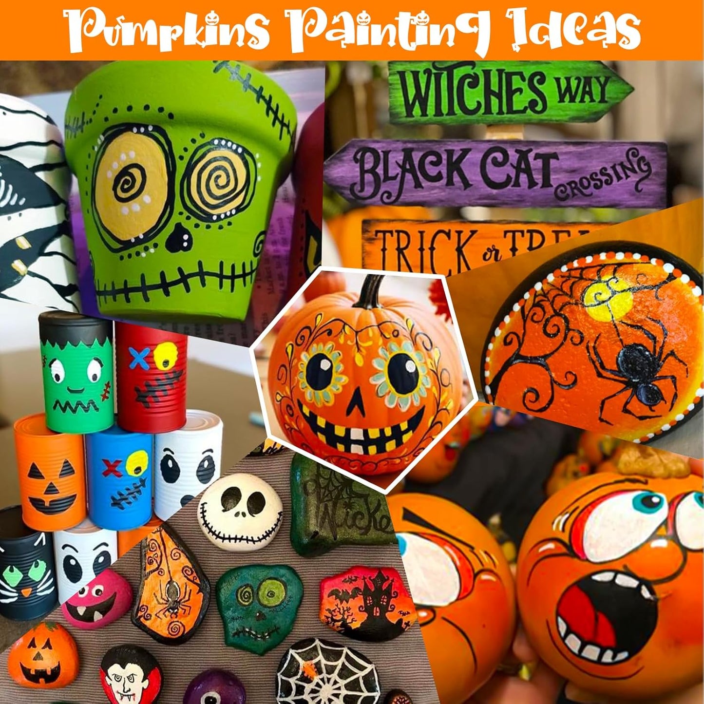 SFAIH 48 Vibrant Acrylic Paint Markers - [Ultra High Coverage]1-2mm Fine Tip Pen for Any Surface, Halloween Decorations, Pumpkin Painting, Paper Rock Fabric Wood, Non-Bleeding Permanent Ink, Non-Toxic