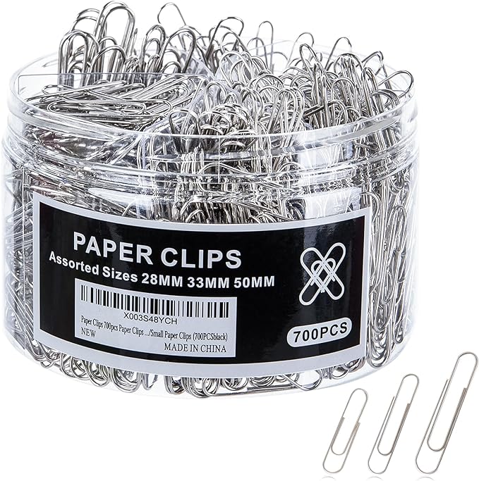Wakawaga 700pcs Paper Clips Assorted Sizes Large | Assorted 3 Sizes Sturdy by wakawaga