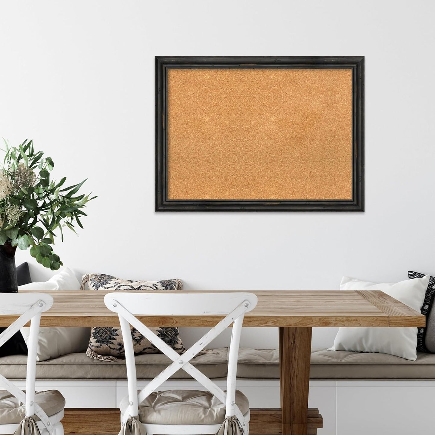 Amanti Art Natural Cork Board for Wall, 23x31 Vision Board with Black Wood Frame, Medium Corkboard Office Decor for Home Organization, Rustic Farmhouse Corkboard Pinboard to display items for home