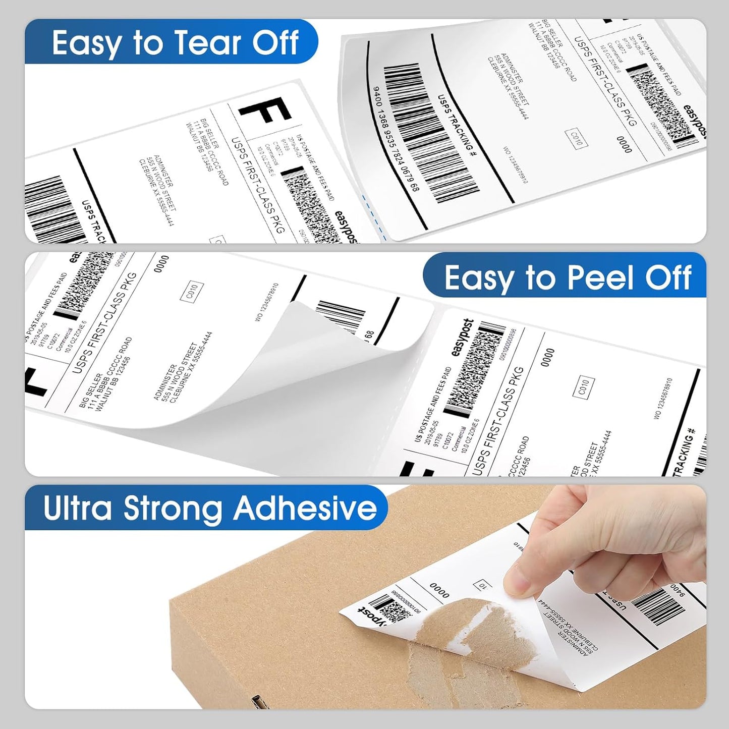 MaxGear 4" x 6" Direct Thermal Labels, 2000 Pcs/8 Rolls, Perforated White Shipping & Mailing Labels, Commercial Grade with Permanent Adhesive, Compatible with Most Thermal Printers
