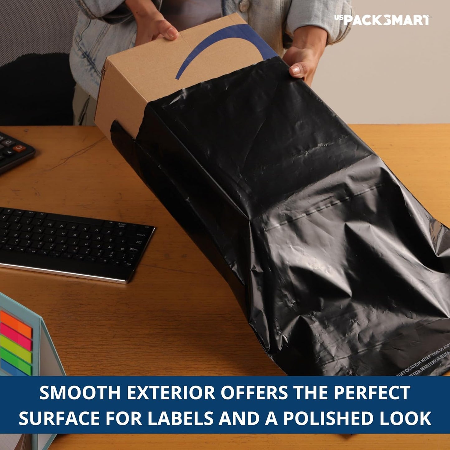 Black Plastic Poly Mailers 14.5"x19" | Shipping Bags for Clothing, Books & Accessories | Durable Shipping Envelopes | Waterproof, Tear-Proof with Strong Self-sealing Adhesive | 100-Pack