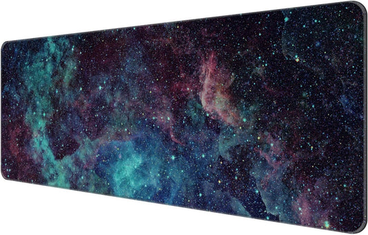 Dynippy Thin Extended Gaming Mouse Pad （31.5 * 11.8 * 0.08 inch） with Stitched Edges Large , Long XXL Keyboard and Mouse pad Desk Mat for Gaming Office & Home - Galaxy Space