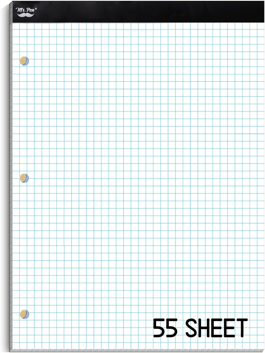 Mr. Pen- Graph Paper, 8.5"x11", 55 Sheets, 4x4 (4 Squares Per Inch), 3-Hole Punched, Math Graph Paper Pad, Computation Pads, Back to School Supplies
