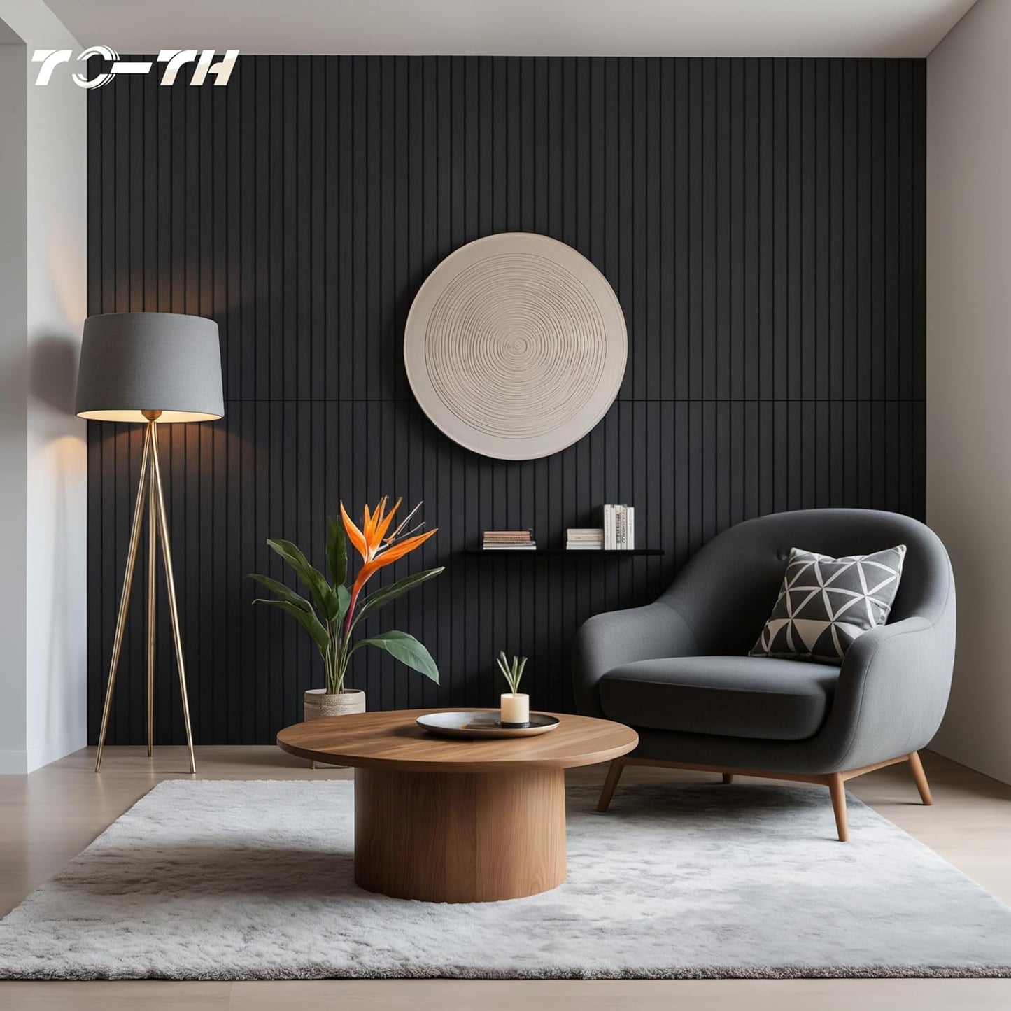 TO-TH Wood-Look Acoustic Wall Panels, 10 Pack 47.2” x 23.6” Acoustic Panels, Decorative Sound Absorbers Sound Dampening Panels for Home, Office, Basement, Smoky