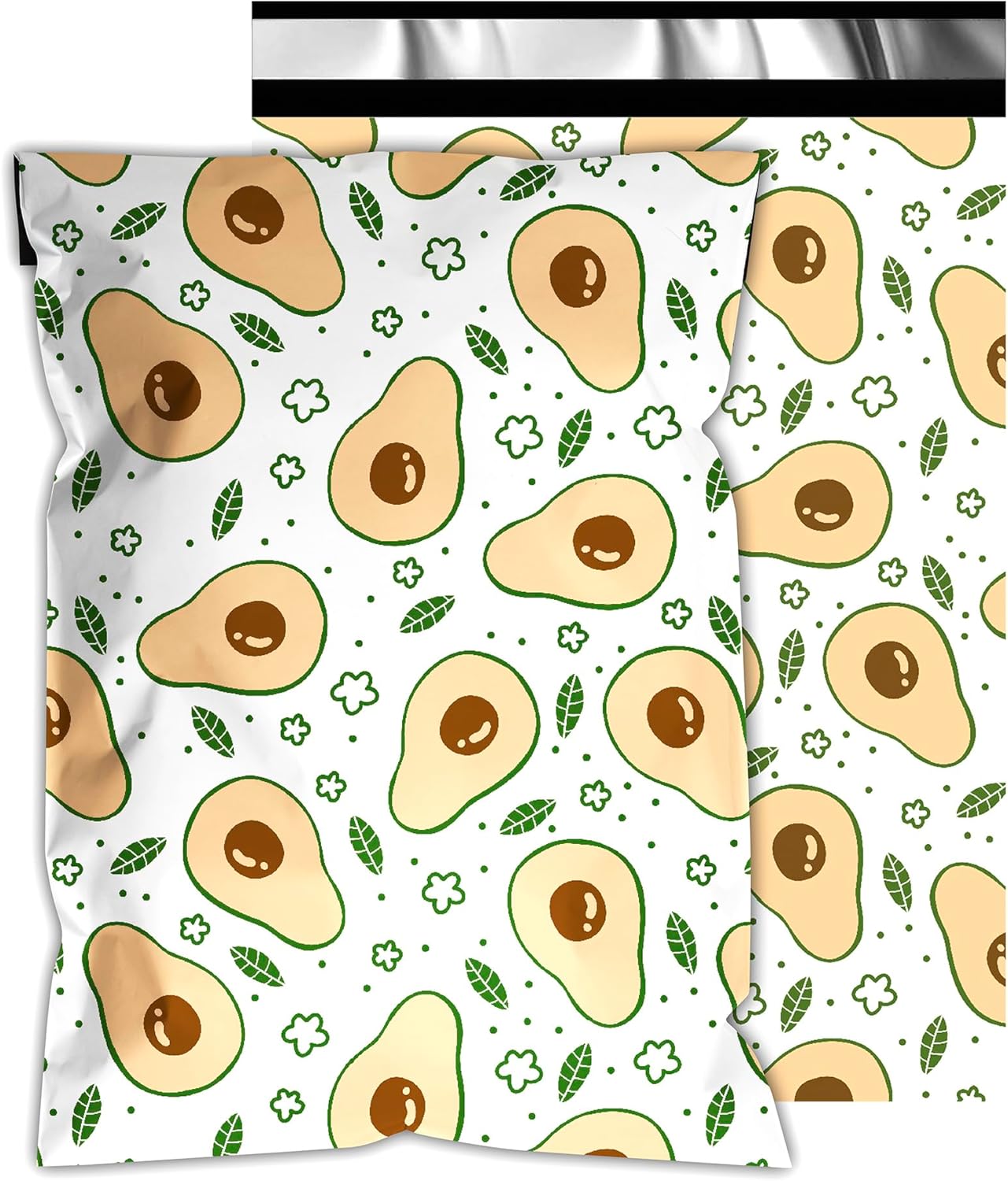 Poly Mailers 12x15.5 Inch 50 Pcs - Avocado printed Shipping Bags, 2.4mil Thickness, Waterproof and Tear Resistant Mailing Envelopes, Self-Sealing Packaging Bags for Small Business