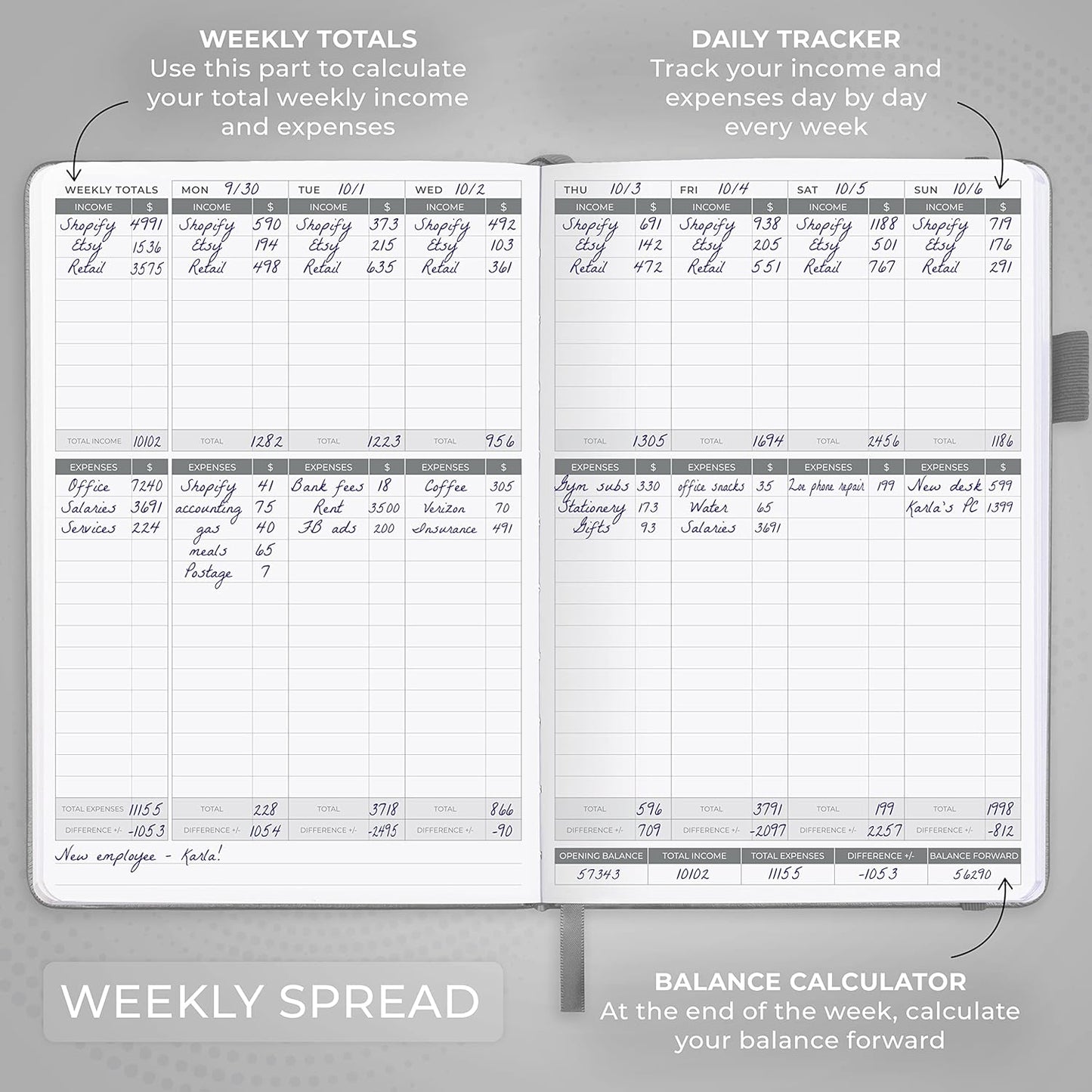 Clever Fox Income & Expense Tracker – Accounting & Bookkeeping Ledger Book for Small Business – 1-Year Record Notebook, A5 (Silver Black)