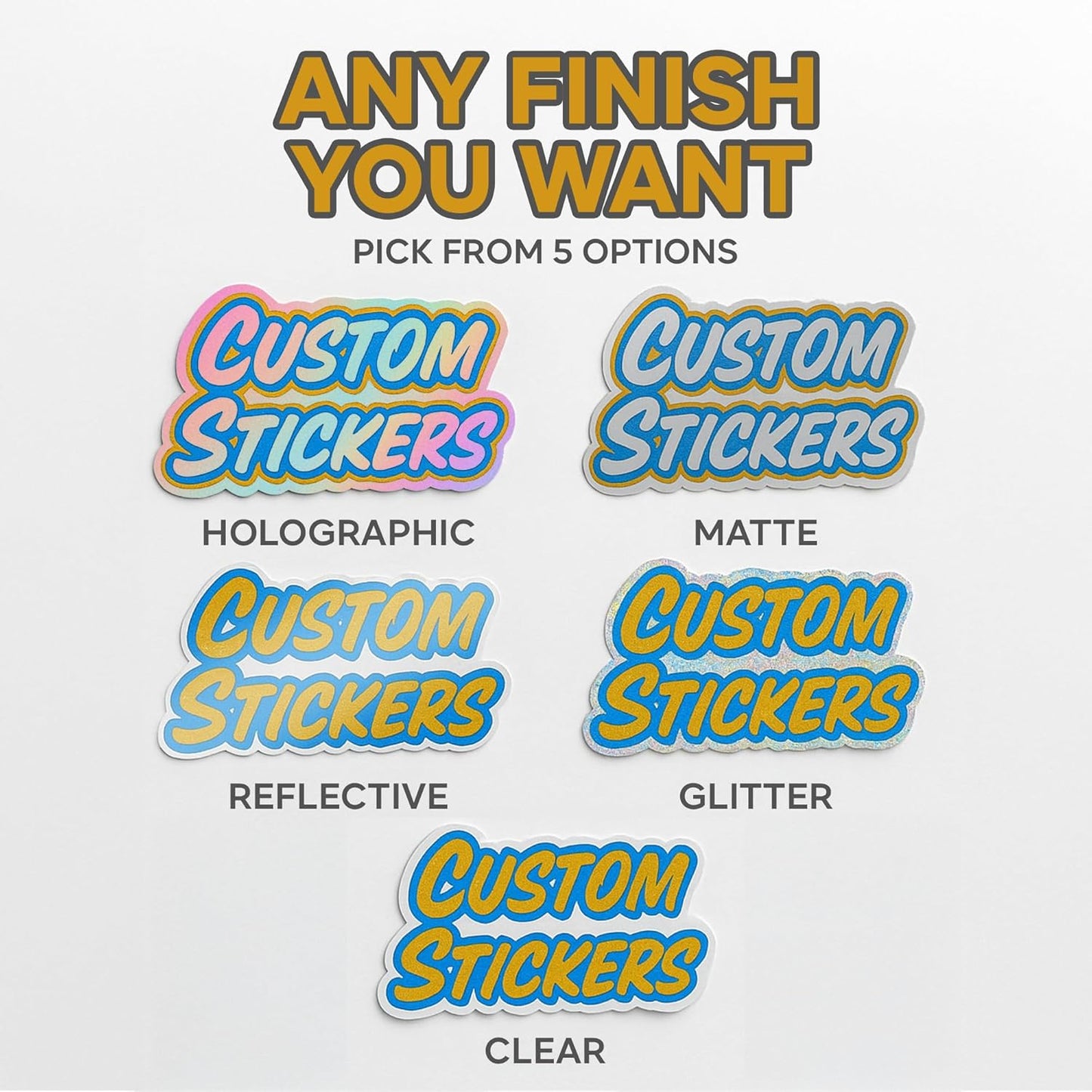 VulgrCo Personalized Custom Individually Die Cut Stickers Decals for Fun, Business, Weddings, Birthdays, Gifts Waterproof (Clear)