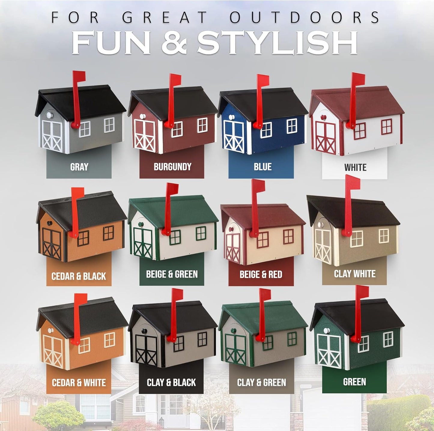 Peaceful Classics Poly Mailbox- Durable, Weather-Resistant Amish Craftsman Mailboxes for Outside Uses Like Front Yard and Road Side- Long-Lasting, Decorative, Modern Mailbox (Burgundy).
