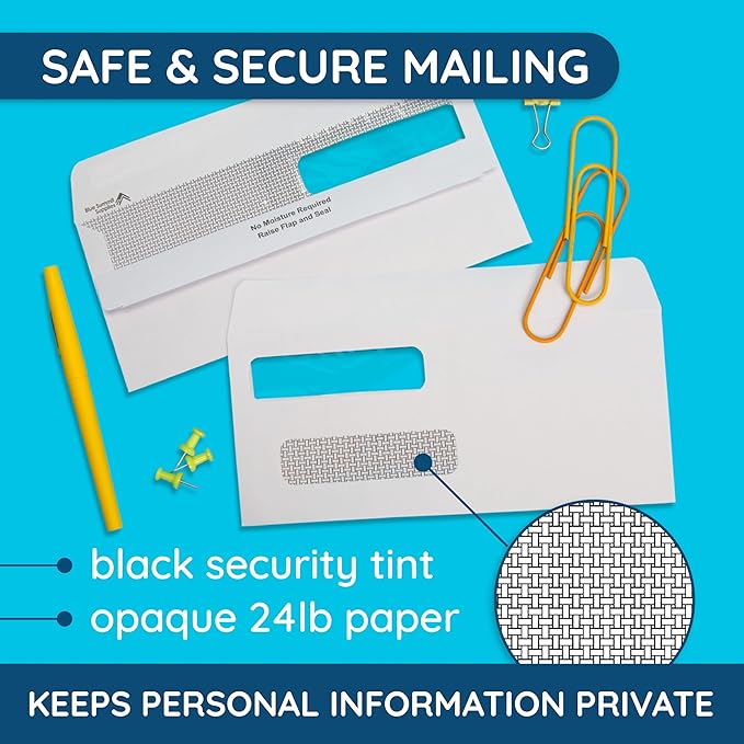 500 No. 8 Flip and Seal Double Window Security Check Envelopes - Image 5