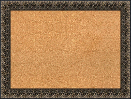 Amanti Art Natural Cork Board for Wall, 25x33 Vision Board with Black Wood Frame, Medium Corkboard Office Decor for Home Organization, Traditional Corkboard Pinboard to display items for home