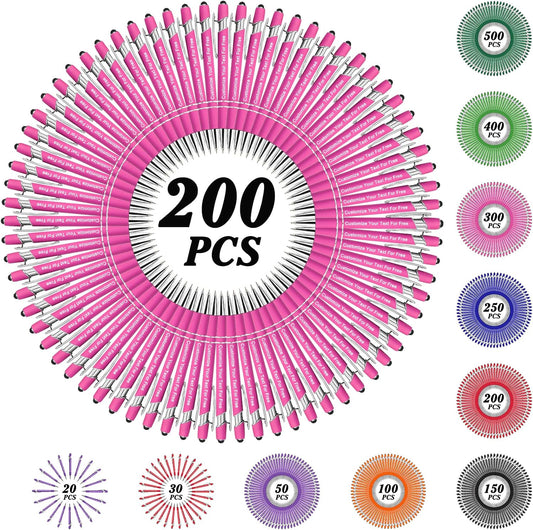 Max 500 Pcs Personalized Pens Bulk, Custom Pens with Free Engraving, Customized Stylus Tip Ballpoint Pen with Your Name Massage Text for School Office Business Graduation Anniversaries-200 Packs
