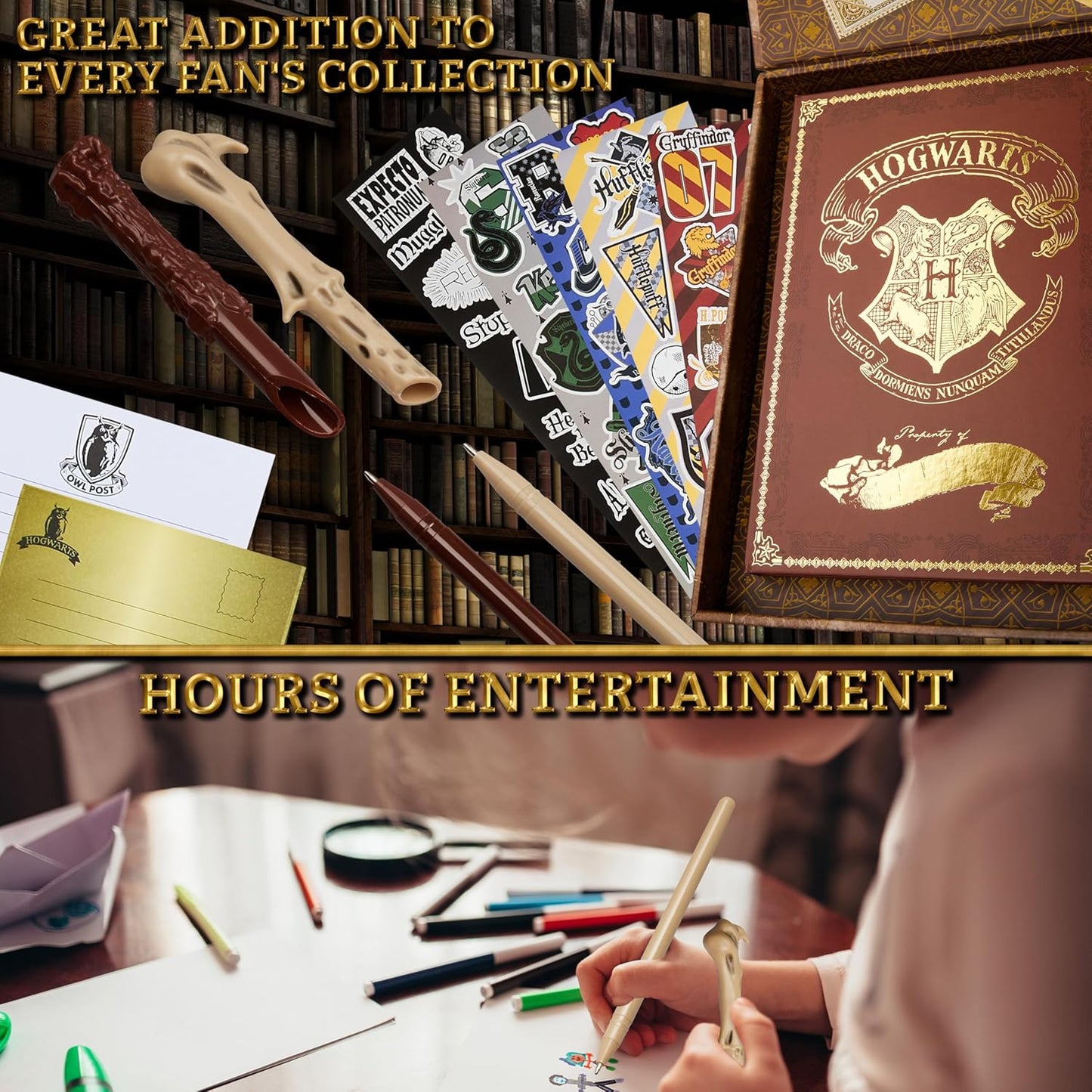 Harry Potter Stationary Set for Kids Teens Adults with Wand Pens Notebook Stickers Sticky Notes School Supplies Journaling Writing Gifts for Kids