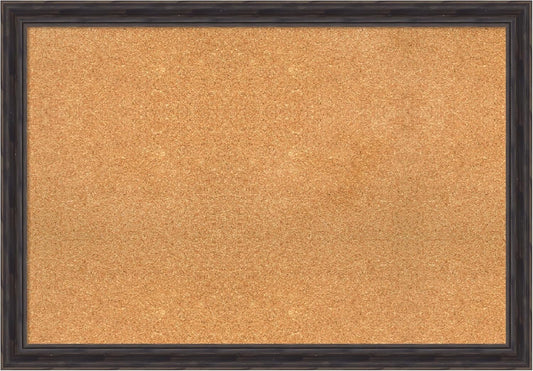 Amanti Art Natural Cork Board for Wall, 27x39 Vision Board with Brown Wood Frame, Large Corkboard Office Decor for Home Organization, Rustic Farmhouse Corkboard Pinboard to display items for home