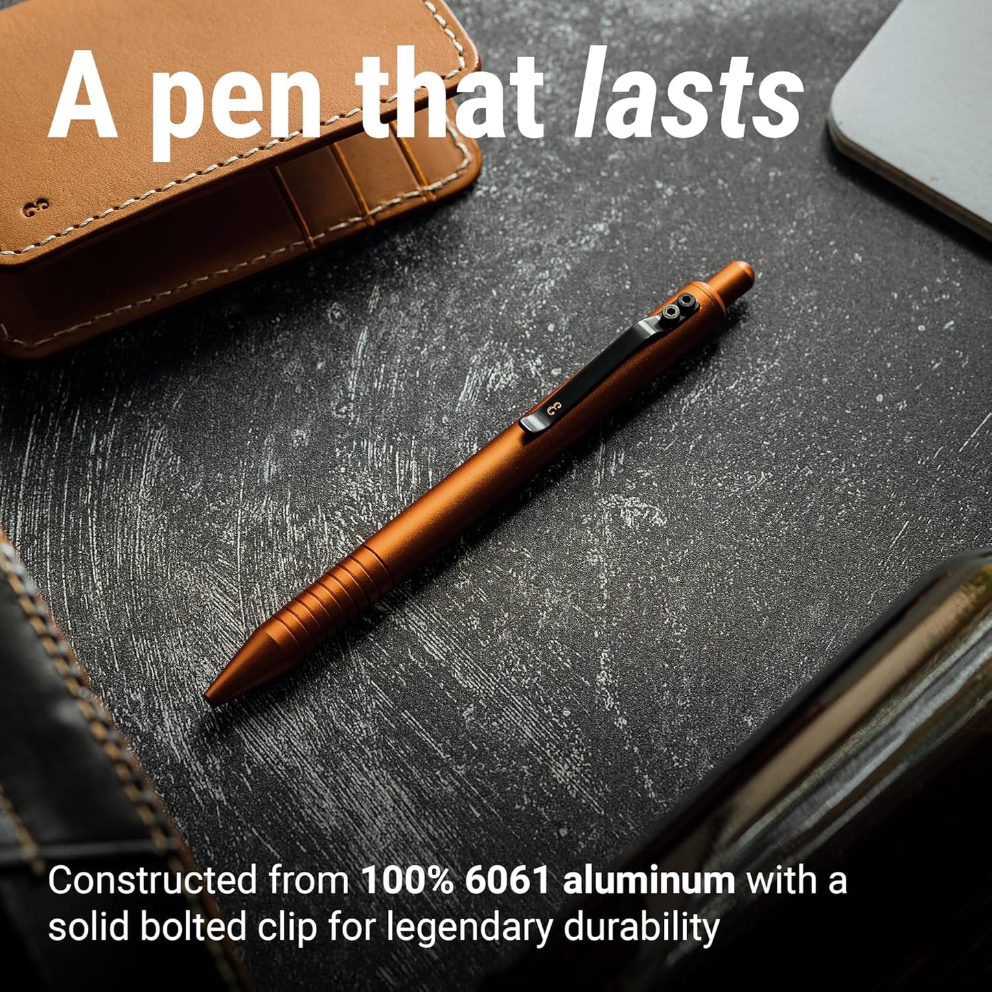 Everyman Grafton Full Click Refillable 0.7mm Ball Point Pen, Taipan | Sleek Anodized Aluminum EDC Pen with Deep Grooved Grip | Smooth Writing Pocket Pen for Office, Travel, Gifting & Daily Use