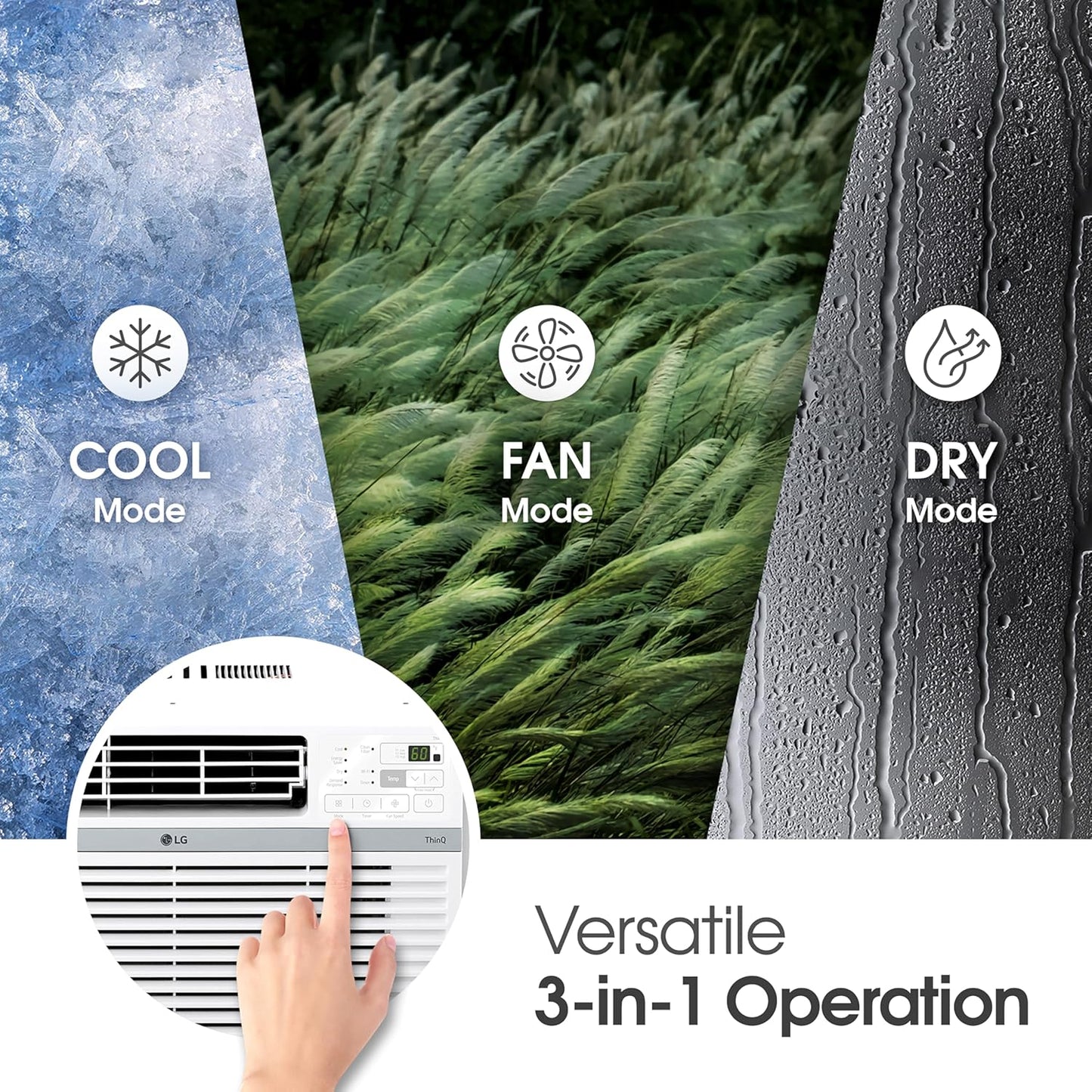 LG 24,500 BTU Smart Window Air Conditioner, 230/208V, Cools Room up to 1560 Sq. Ft. for Bedrooms, Living Room, Apartments, with Remote, 3 Fan Speeds, 24-Hour Timer, White