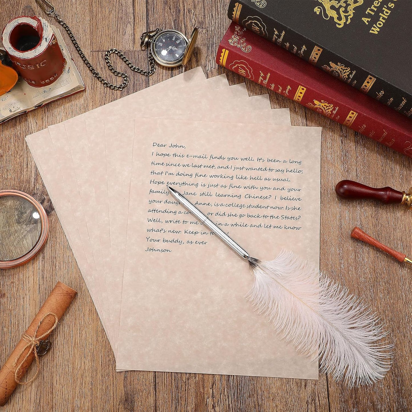 Epakh 200 Sheets Old Age Parchment Paper 8.5 x 11 Inch Standard Letter Vintage Colored Old Parchment Semblance Double Side Printing Paper(Dark Beige)