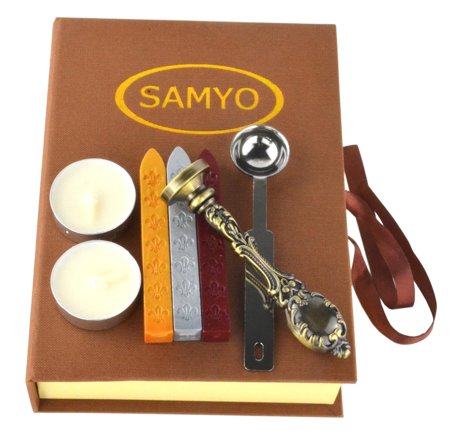 Samyo Creative Romantic Stamp Maker Classic Old-Fashioned Style Brass Color Wax Seal Sealing Stamp Vintage Antique Alphabet Initial Letter Set - (Letter A)