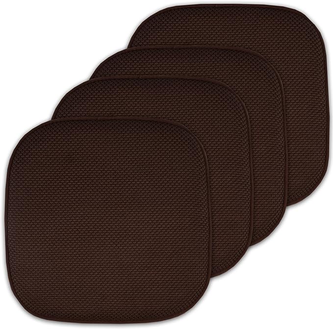 4 Pack Memory Foam Honeycomb Nonslip Back 16" x16" Chair/Seat Cushion Pad by SweetHomeCollection