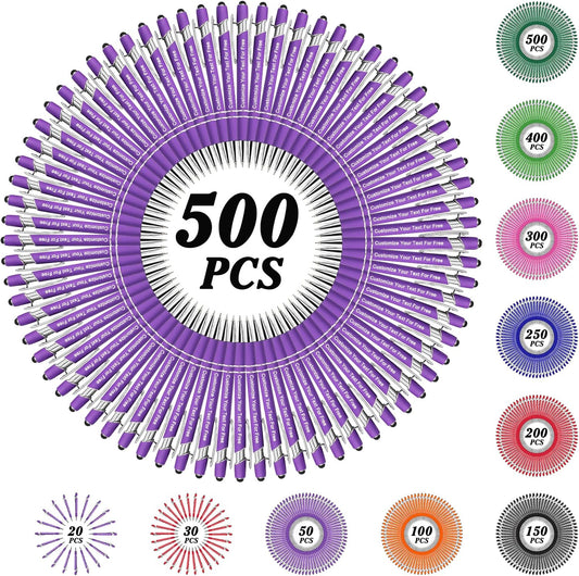 Max 500 Pcs Personalized Pens Bulk, Custom Pens with Free Engraving, Customized Stylus Tip Ballpoint Pen with Your Name Massage Text for School Office Business Graduation Anniversaries-500 Packs