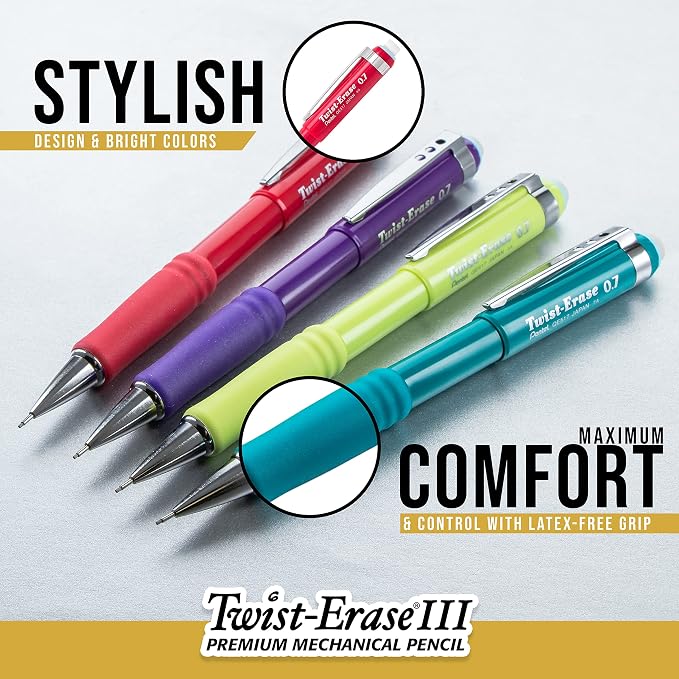 Pentel Twist-Erase III Mechanical Pencil, Medium Line - Image 3