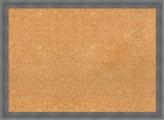 Amanti Art Natural Cork Board for Wall, 22x30 Vision Board with Blue Wood Frame, Medium Corkboard Office Decor for Home Organization, Rustic Farmhouse Corkboard Pinboard to display items for home