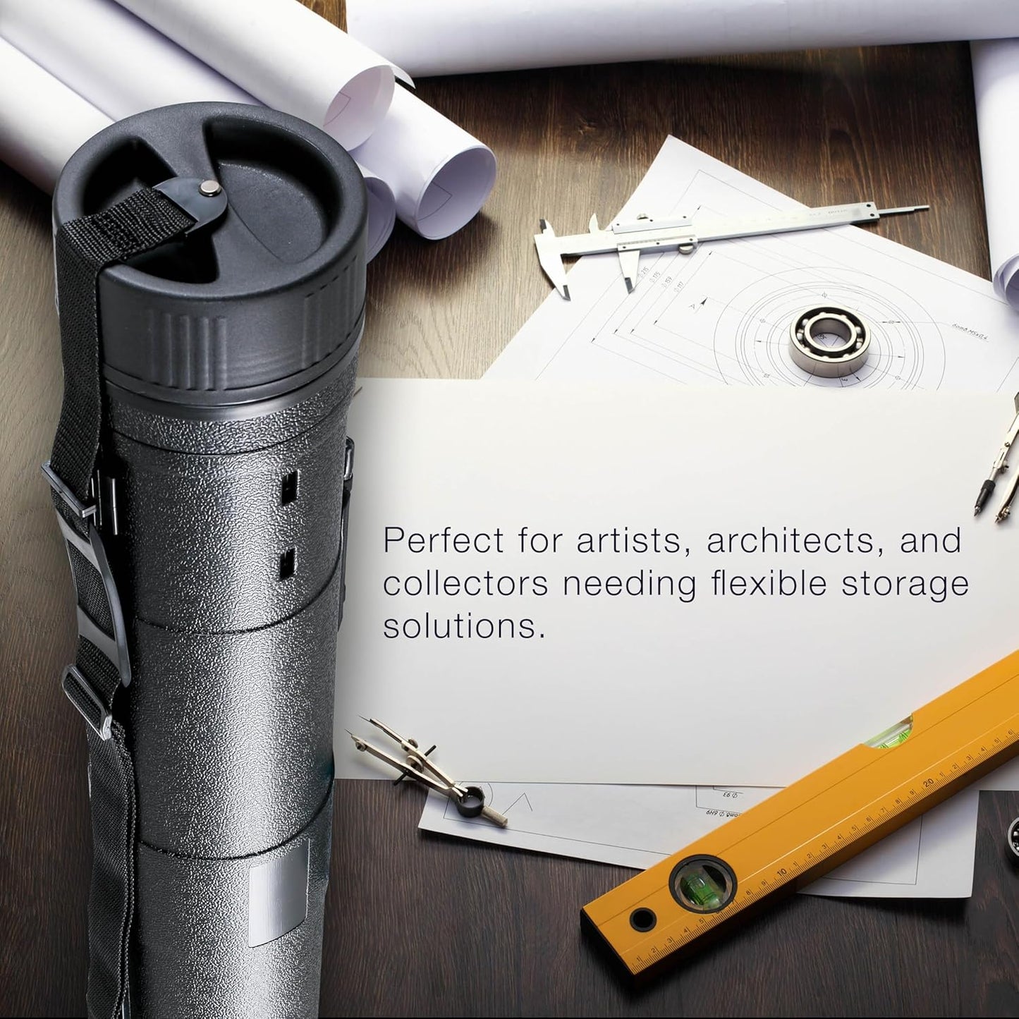 U.S. Art Supply X-Large Poster Tube - Telescoping Adjustable 32" to 52" - Durable 7-1/4" Diameter Storage Tube - Art Poster Carrier Holder & Blueprint Storage Drafting Tube Travel & Protection