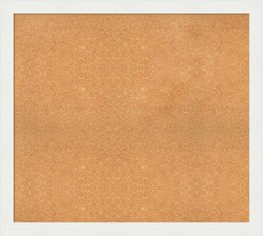 Amanti Art Natural Cork Board for Wall, 35x39 Vision Board with White Frame, X-Large Corkboard Office Decor for Home Organization, Casual Corkboard Pinboard to Display Items for Home Organization in