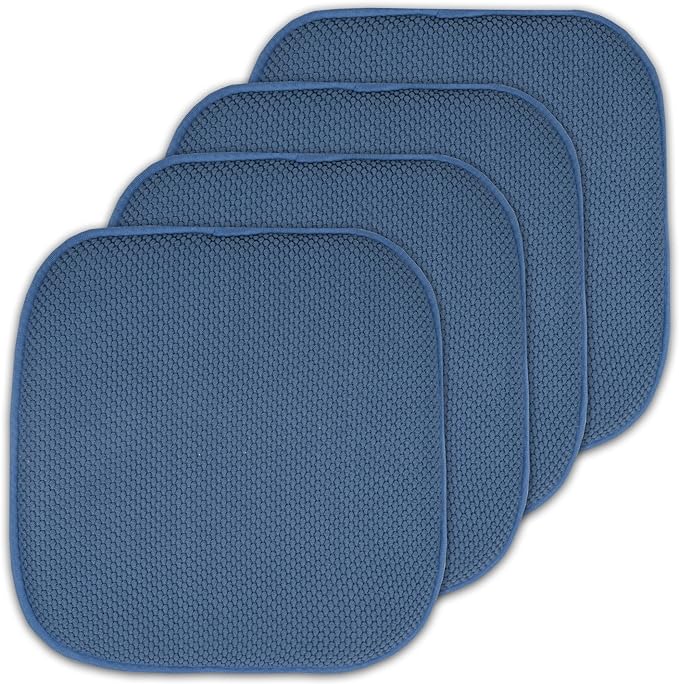 4 Pack Memory Foam Honeycomb Nonslip Back 16" x16" Chair/Seat Cushion Pad by SweetHomeCollection