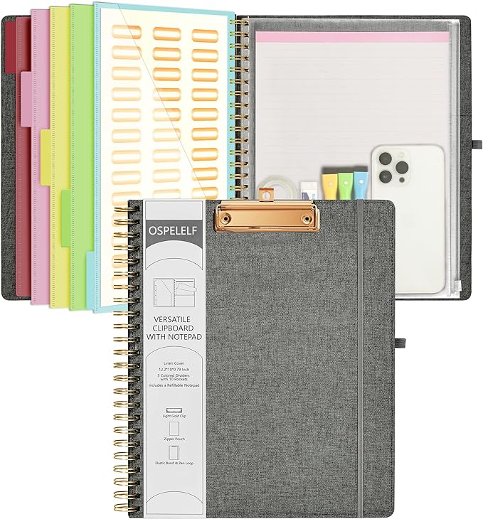 Ospelelf Foldable Spiral Clipboard Folio by OspelelfOfficeSupplies