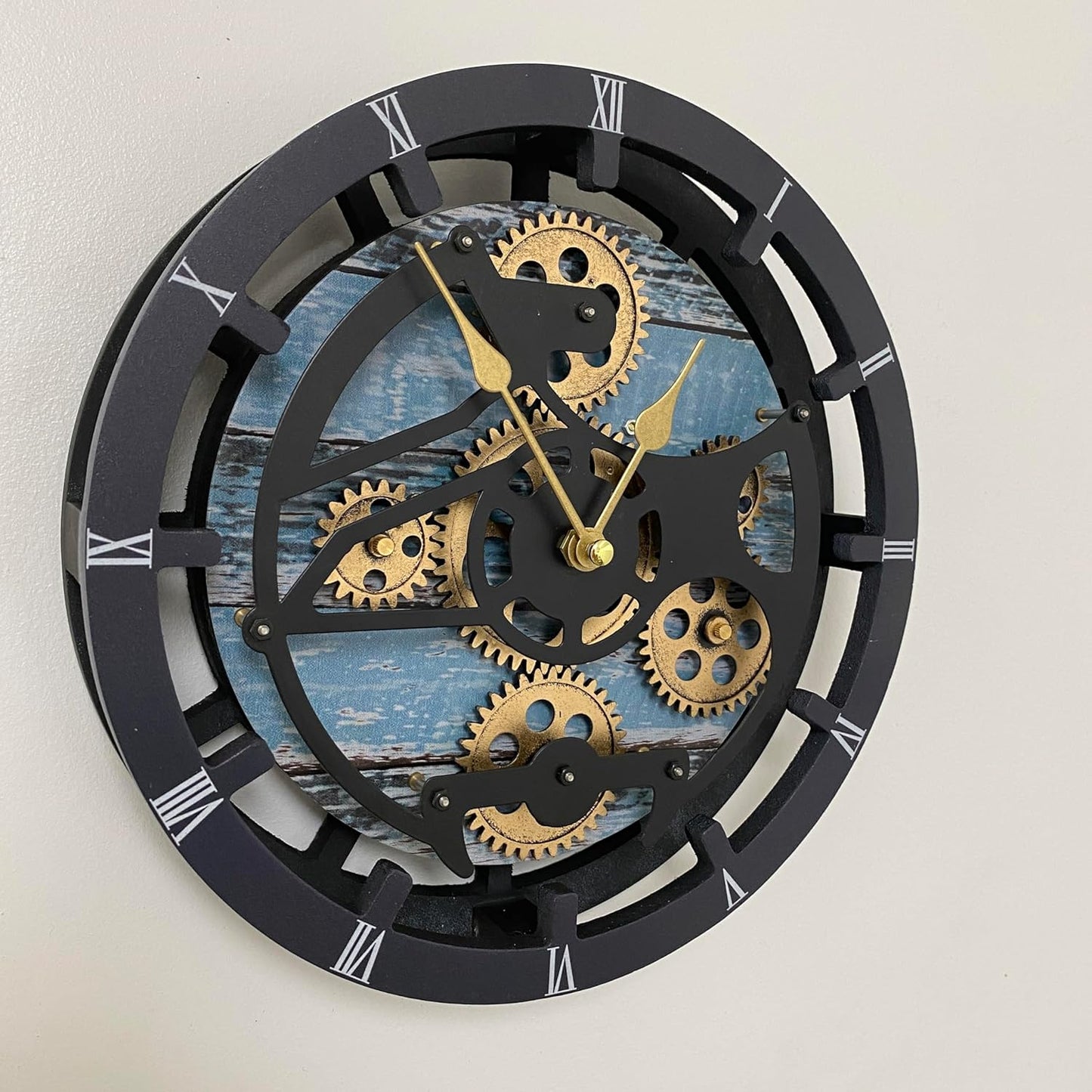 The Gears Clock Desk Clock 10 inches with Real Moving Gears Convertible into Wall Clock (Aqua Green)