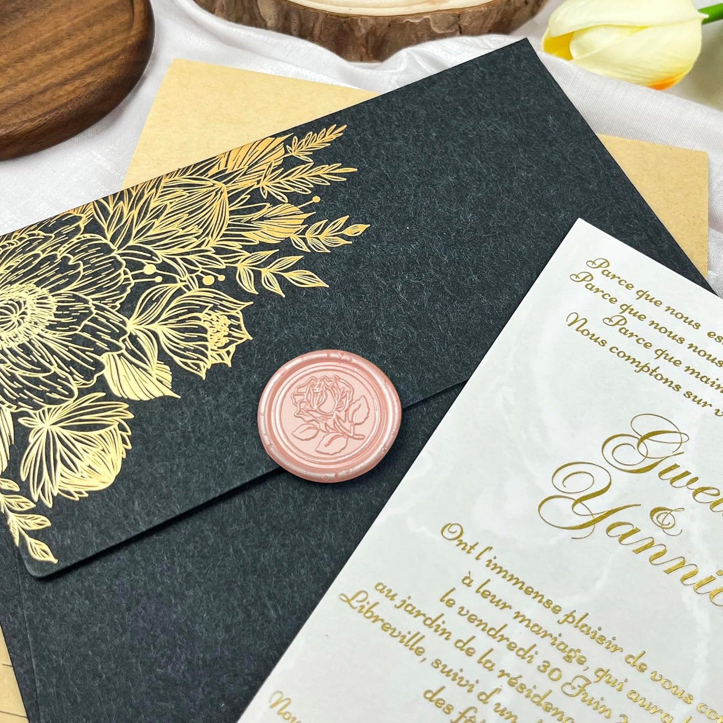 25Pcs Wax Seal Stickers Handmade Envelope Seals Self Adhesive Wax Stickers for Wedding Party Invitations, Envelope, Gift Wrap, Christmas(Rose Style, Pink)