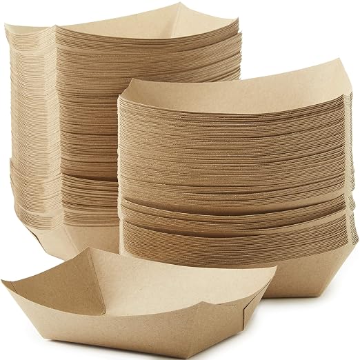 Eco Friendly USA-Made 3lb Food Holder Trays 250 Pk. Compostable Kraft Paper by FoodRestaurantSupplies
