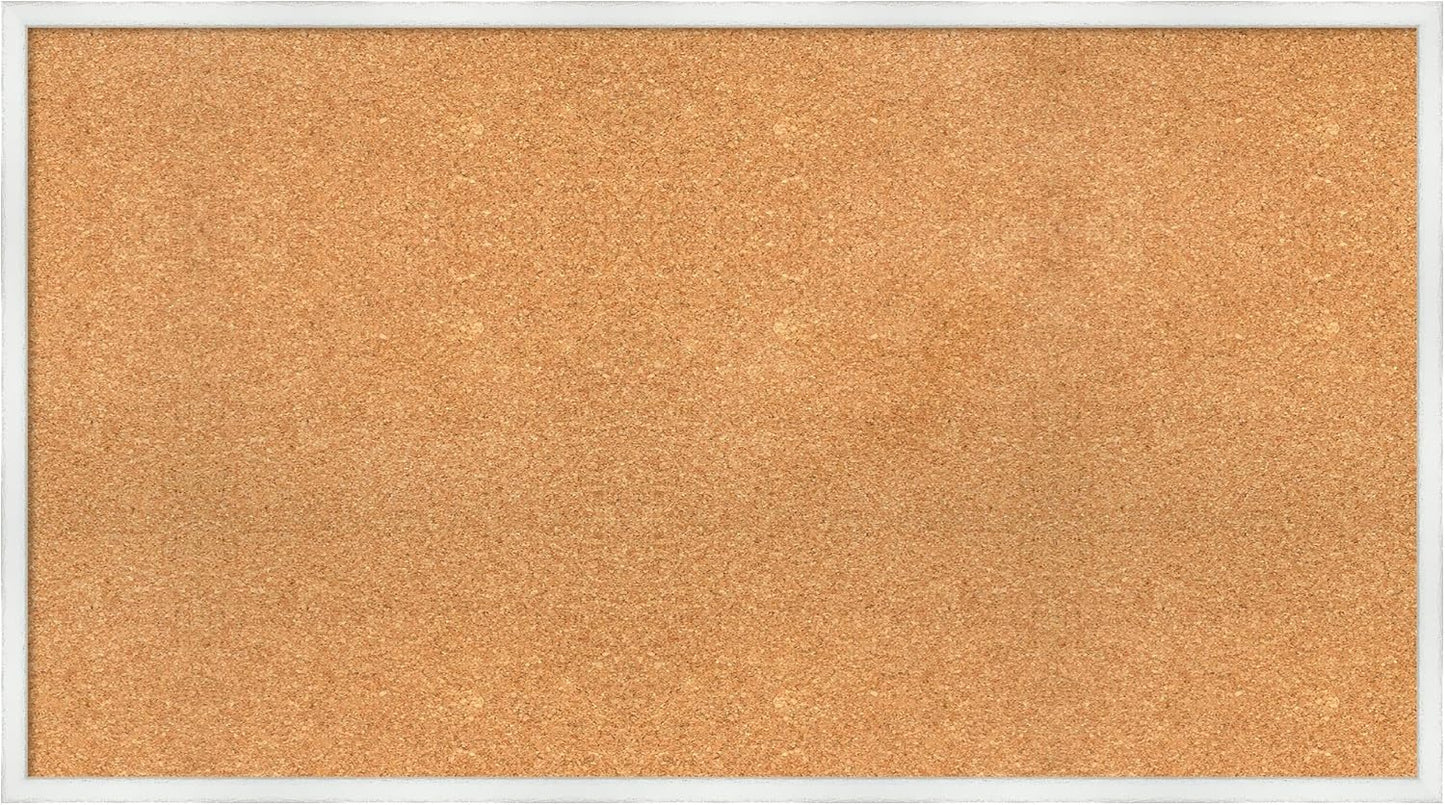 Amanti Art Natural Cork Board for Wall, 25x45 Vision Board with White Frame, Oversize Corkboard Office Decor for Home Organization, Country Rustic Corkboard Pinboard to Display Items for Home