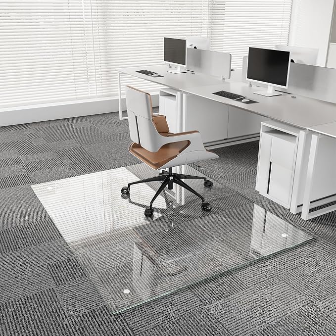 Koonmi Chair Mat for Carpet, Tempered Glass 48"x60" Office Chair Mat, Glass - Image 8