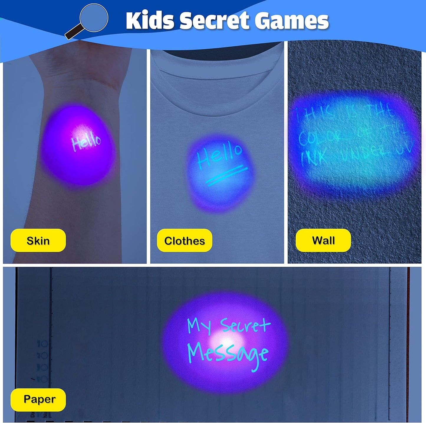 GIFTINBOX Invisible Ink Pen, 16PCS Spy Pen with UV Light for Kids, Birthday Party Favors for Kids 4-8 8-12, Classroom Prize for Students Magic Marker for Secret Message